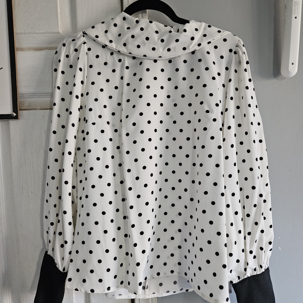 SHEIN Black and White Polka Dot Blouse
